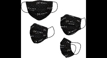 Hygiënisch en herbruikbaar gezichtsmasker gemaakt van stof Friends Volwassen Zwart