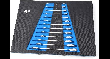 HBM 13 Delige Ring, Ratel, Steeksleutelset INCH in Carbon Foam inlay voor Gereedschapswagen