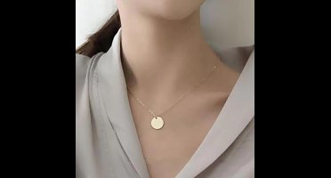 Hiden - Plat muntje - Sieraden - Ketting Dames - Mode - Goudkleurig Ketting