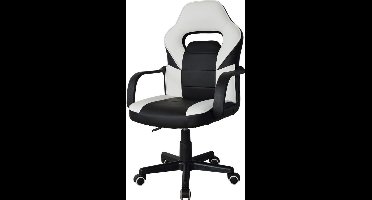 Gamestoel Thomas junior - bureaustoel gaming stijl - hoogte verstelbaar - wit zwart