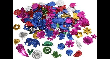 Pailletten, afm 15-45 mm, sterke kleuren, 400 gr/ 1 doos