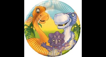 Kartonnen Bordjes dinosaurus 8 stuks 18 cm