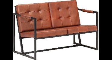 vidaXL - Tweezitsbank - echt - geitenleer - bruin