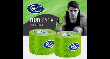 CureTape® Sports voordeelset 2 rollen Lime - Kinesiotape - 25% extra kleefkracht - 5 cm x 5 m - cure tape extra strong - fysiotape - kinesiologie tape - elastische viscose met extra kleefkracht - geschikt voor sport