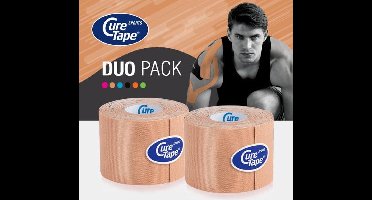 CureTape® Sports voordeelset Beige 2 rollen - Kinesiotape - 25% extra kleefkracht - 5 cm x 5 m - cure tape extra strong - fysiotape - kinesiologie tape - elastische viscose met extra kleefkracht - geschikt voor sport