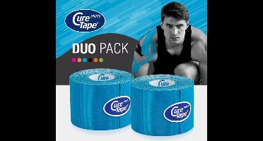CureTape® Sports voordeelset 2 rollen Blauw - Kinesiotape - 25% extra kleefkracht - 5 cm x 5 m - cure tape extra strong - fysiotape - kinesiologie tape - elastische viscose met extra kleefkracht - geschikt voor sport