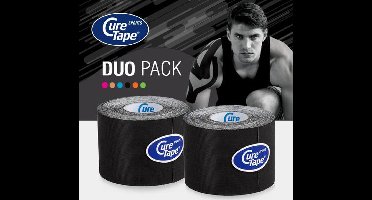 CureTape® Sports voordeelset Zwart - Kinesiotape - 25% extra kleefkracht - 5 cm x 5 m - cure tape extra strong - fysiotape - kinesiologie tape - elastische viscose met extra kleefkracht - geschikt voor sport