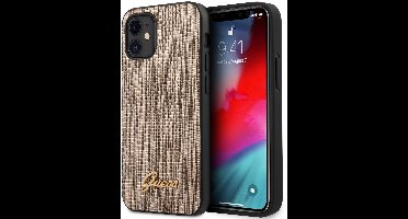 Goud hoesje van Guess - Backcover - iPhone 12 Mini - Lizard