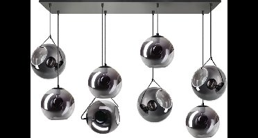 ETH Orb hanglamp balk 8x E27 25cm smoke glass/ mirror glass