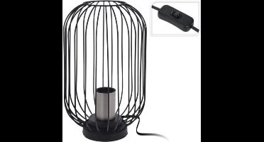 Tafellamp Industrieel - zwart met zilveren fitting