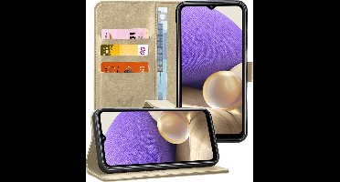 Hoesje geschikt voor Samsung Galaxy A32 5G - Book Case Kunstleer Pasjeshouder Goud