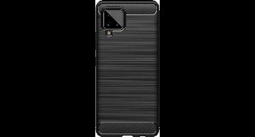 Shop4 - Geschikt voor Samsung Galaxy A42 5G Hoesje - Zachte Back Case Brushed Carbon Zwart