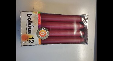 Bolsius Dinerkaarsen 12 stuks Oud Rood 6 uur brandtijd