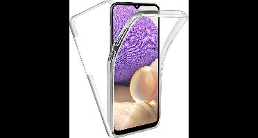 Hoesje geschikt voor Samsung Galaxy A32 5G - 360 Graden Case 2 in 1 Hoes Transparant + Ingebouwde Siliconen TPU Cover Screenprotector