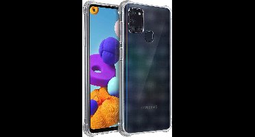 Akashi, Hoesje Geschikt voor Galaxy A21s Flexibel Schokbestendig met Versterkte Hoeken, Transparant