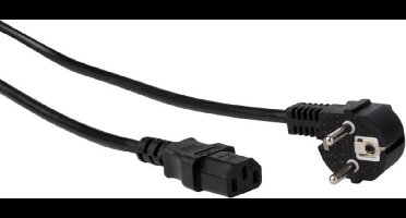 Perel Voedingskabel, H05VV-F 3G1, 1.5 m, 10 A/230 V, 2500 W, type E/F 90° naar C13, voor binnen, pvc, zwart