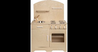 Van Dijk Toys houten speelgoed keuken / keukentje - Naturel met wit (Kinderopvang kwaliteit)