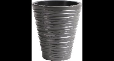 Prosperplast Plantenpot/bloempot Sand Dunes - buiten/binnen - kunststof - steengrijs - D39 x H43 cm - met binnenpot