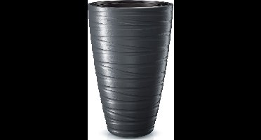 Prosperplast Plantenpot/bloempot Amazing - buiten/binnen - kunststof - antraciet - D37 x H58 cm - met binnenpot