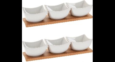 Excellent Houseware Serveerplank/borrelplank hapjes/saus/tapas - 2x - porselein