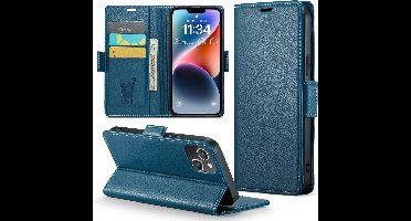 Hoesje geschikt voor iPhone 14 Plus - HyperCase Book Cover Kunstleer Blauw