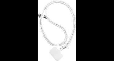 Universeel verstelbaar en afneembaar telefoon nekkoord inclusief bevestigingsbatch Wit