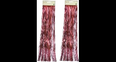 2x zakjes lametta golvend engelenhaar rood 50 x 500 cm - Tinsel/folie slierten - Kerstversiering/kerstboomversiering