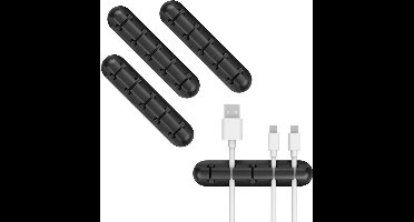 Kabelhouder Voor 5 Kabels - 3 Stuks - Zwart - Zelfklevend - Kabelclip - Kabelclips - Kabelclipjes - Kabelgoot - Kabel Organiser - Bureau Management - Kabel Clips Houder - Kabelorganizer