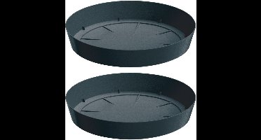 Prosperplast Opvangschaal/onderschaal voor bloempot/plantenpot - 2x - antraciet - rond - Dia 30 cm