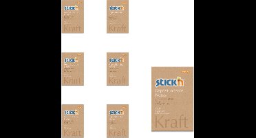 Stick'n sticky notes - 6 pack - 76x51mm - kraft papier - 600 memoblaadjes