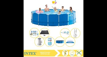 Intex Metal Frame Zwembad - Opzetzwembad - 457x122 cm - Inclusief Onderhoudspakket, Filter, Onderhoudsset en Solar Mat