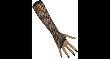 Nethandschoenen lang vingerloos zwart