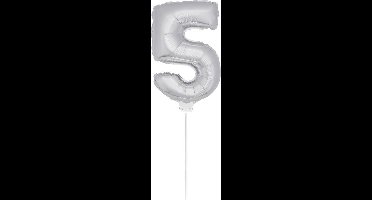 Folat - Folieballon cijfer mini Silver number 5
