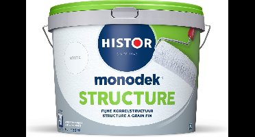 Histor Monodek Structure Muurverf – Matte Structuurverf met Fijne Korrel – Camoufleert Oneffenheden – Geurarm en Oplosmiddelvrij – Voor Binnen – Wit – 5L