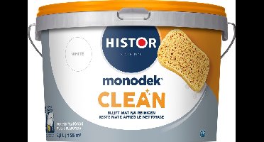Histor Monodek Clean – Muurverf Binnen Mat – Reinigbare Verf – Vlekafstotend – Geurarm en Oplosmiddelvrij – Voor Binnen – Wit – 2,5L
