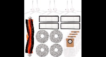 19 accessoires voor Dreame L10s Ultra-stofzuiger, 1 * hoofdborstel, 6 * zijborstels, 4 * stofzakken, 4 * filters, 4 * doekjes voor Dreame L10s Ultra-stofzuiger