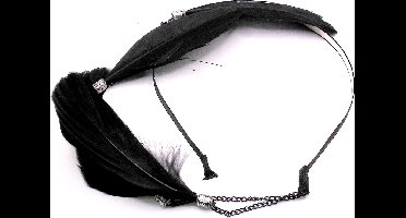 Festival/Ibiza diadeem met hanger 4 veren zwart