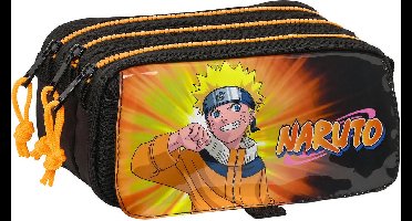 Pennenetui met 3 vakken Naruto 21,5 x 10 x 8 cm Zwart Oranje