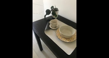 Luxe afwasbare Placemat - Rechthoekig 45cmx31cm - dubbelzijdig - Skai antraciet/licht grijs - Per set van 6stuks