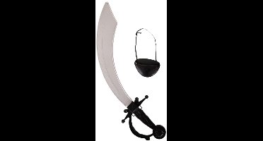 Zwaard - Piraat - Met Ooglapje - Zwart Grijs - 45 Cm