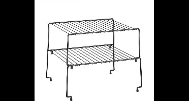 Metaltex - Keukenrek voor borden en kommen - Keuken Organizer - Keukenkast Organizer - Ruimtewinner - Zwart - 32x23x14 cm - 2 stuks