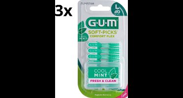 GUM Soft-Picks Comfort Flex Cool Mint Large - 3 x 40 stuks - Voordeelverpakking