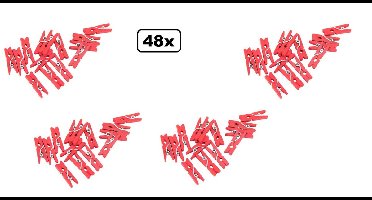 48x Mini houten knijpers rood - Huwelijk themafeest kaart knijpers foto knijpers white party