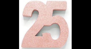 Tafeldecoratie verjaardag 25 rosegoud.