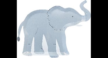 Ginger ray - 8x Olifanten bordjes - Feestdecoratie - Grijs - Papier -