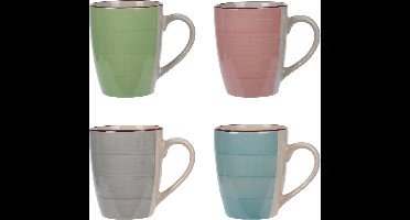 Excellent Houseware koffie/thee mokken - 4x - aardewerk - 360 ml
