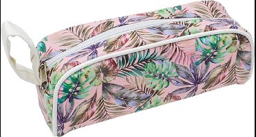 Etui driehoekmodel Tropic - Roze - Back to School - Schooletui - Pennenzak