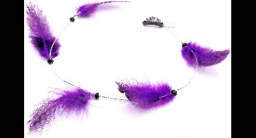 Festival/Ibiza haarclip 5 veren paars