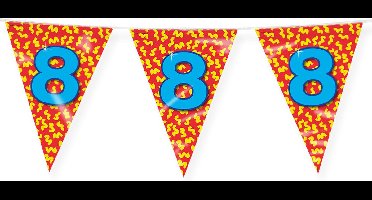 Paperdreams Slinger - Verjaardag 8 jaar thema Vlaggetjes - feestversiering - 10m - dubbelzijdig