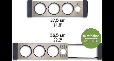 Flessenhouder voor 3 flessen bijv. glazen karaffen van het merk SodaStream of thermobeker. Flessenafdruiprek boven de gootsteen. Roestvrij staal, beschermende ringen siliconen